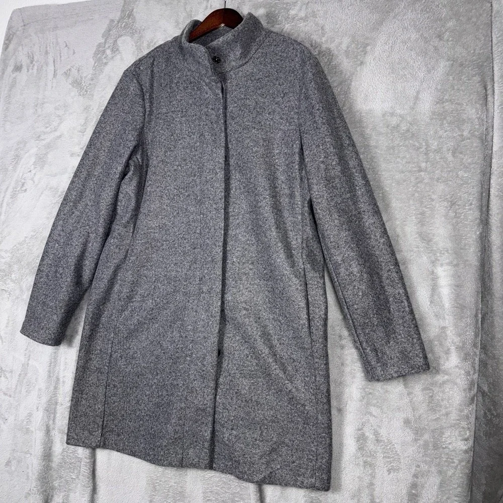 Old Navy Long‎ Peacoat Womens XL Tall Button Front Funnel Neck Light Gray